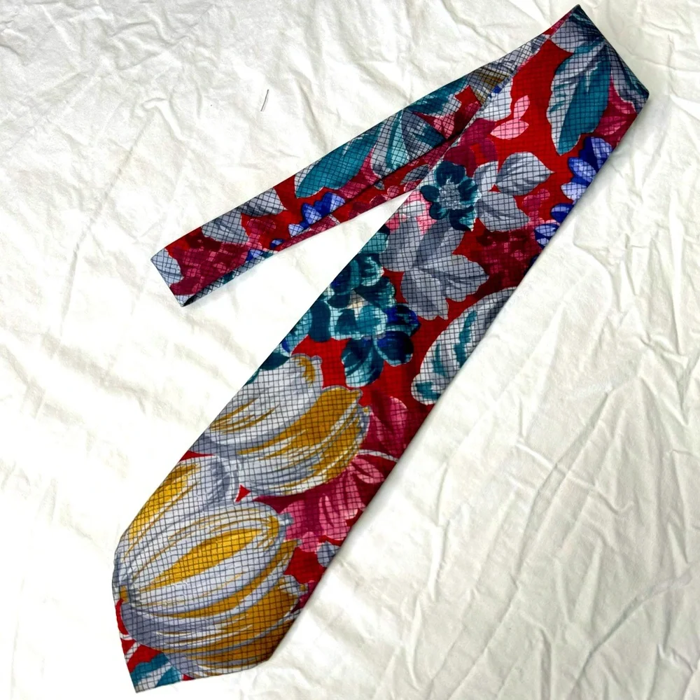 Vincent van Gogh Collection Neck Tie Floral Painting with Grid‎